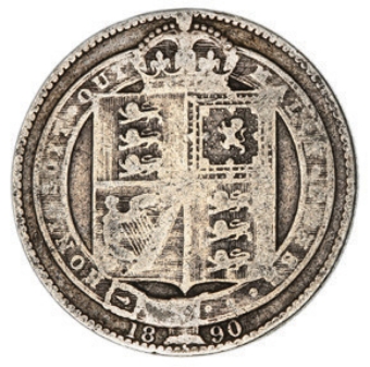 Victoria, Shilling, 1890 Large Head, VG_rev