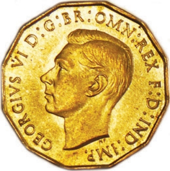 George VI Brass Threepence 1937 Brilliant Uncirculated_obv