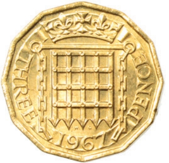 George VI Brass Threepence 1967 Brilliant Uncirculated_rev