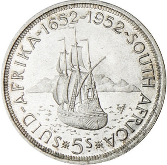 South Africa, 5 Shillings (Crown) 1952. Choice UNC_rev