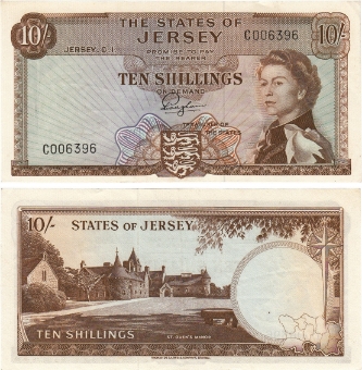 Jersey 10 Shillings (1963) P7/TBB107 A Unc