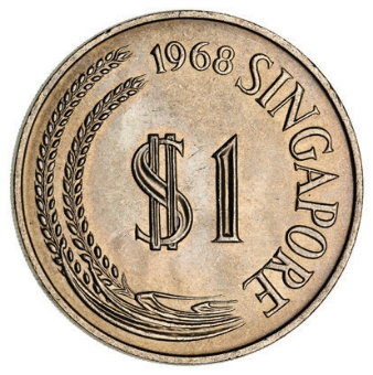 Singapore 1968 Large $1 Choice Unc_rev