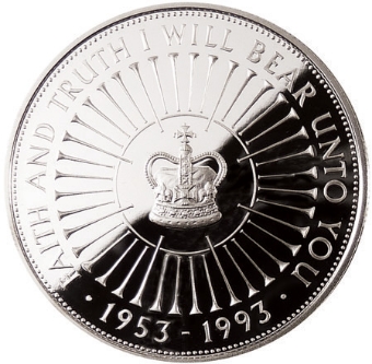 1993 £5 40th Aniv CN_obv