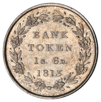 George III, Bank of England Token,   Eighteen Pence, 1812, BH, Choice Unc_rev