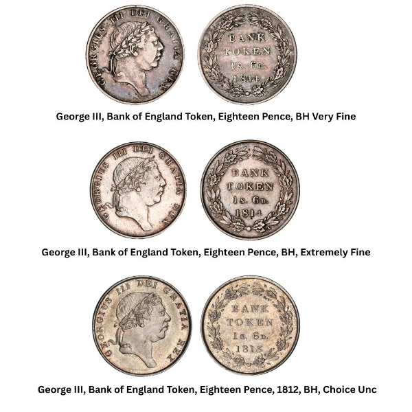 Eighteen Pence Bank Tokens of George III
