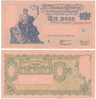 Argentina 1 Peso (1948-51) P257/TBB308 /EF