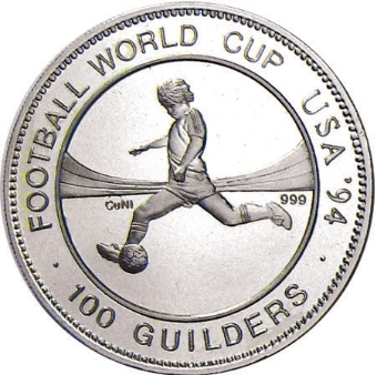Surinam Error 100 Gulden 1994 Football_obv