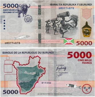 Picture of Burundi 5000 Francs 2022 P-New Unc