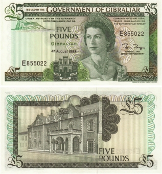 Gibraltar £5 1988 P21b/TBB119b Unc