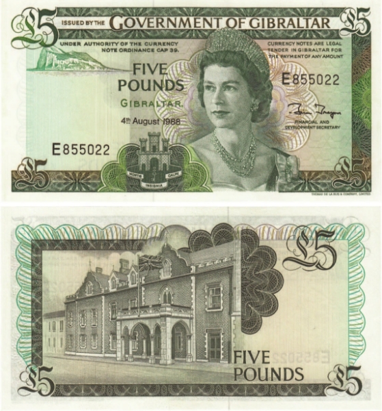 Gibraltar £5 1988 P21b/TBB119b Unc