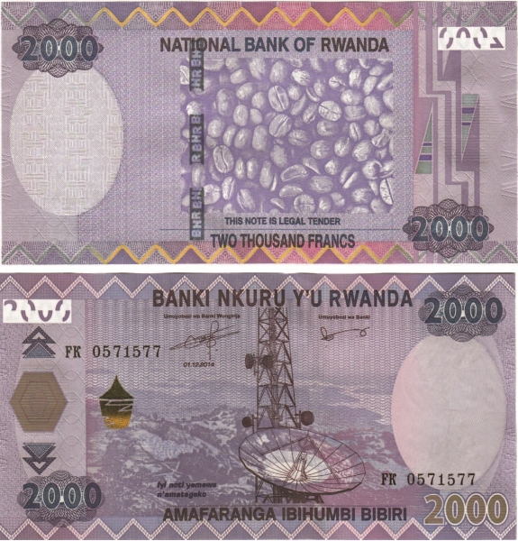 Rwanda 2000 Francs 2014 P40 Unc