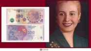 Picture of Argentina Pesos Featuring  María Eva Duarte de Perón or simply Eva Peron