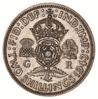 George VI Florin 1943 Extremely Fine_rev