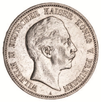 Prussia Wilhelm II Silver 5 Marks Fine_obv
