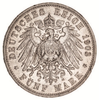 Prussia Wilhelm II Silver 5 Marks Fine_rev