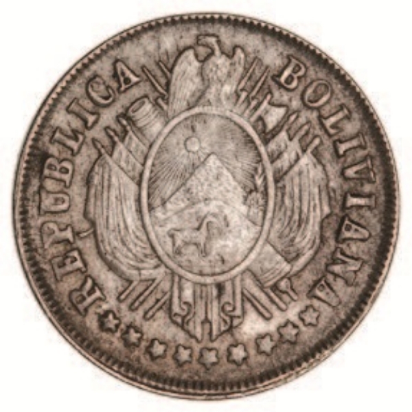 Bolivia 20 Centavos ca 1880 Very Fine_obv