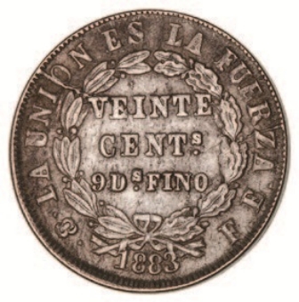 Bolivia 20 Centavos ca 1880 Very Fine_rev