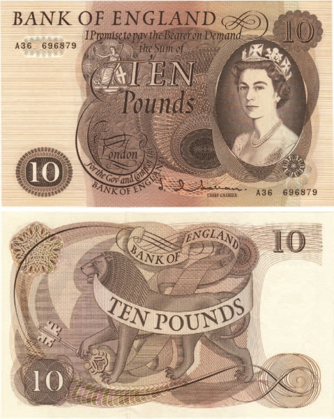 J Q Hollom Portrait £10 B299 Unc