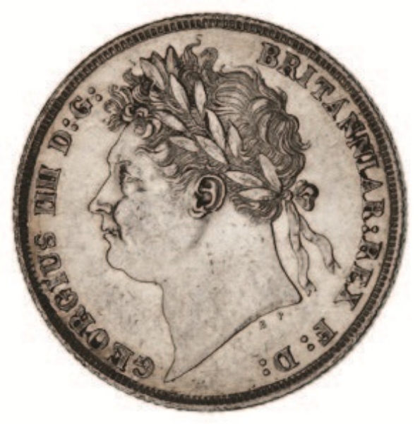 George IV, Shilling, 1824 Laureate Head, Second reverse, NEF._obv