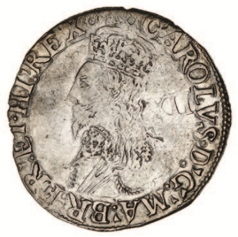 Charles I, Shilling m.m. Bell, Good Fine. Ex Messing Hoard_obv