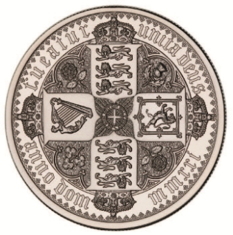 Elizabeth II, Gothic Crown Quartered Arms 2021 2oz £5 Silver Proof_rev