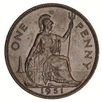 George VI, Penny 1951 Uncirculated_rev