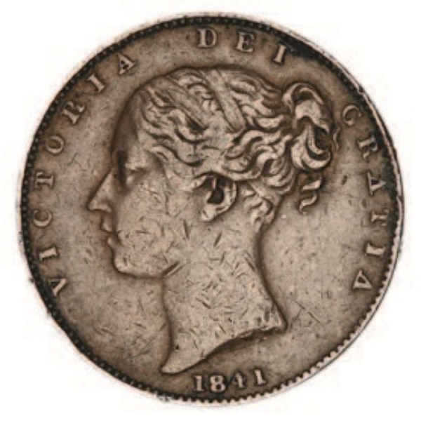 Victoria, Farthing, 1841, NEF_obv